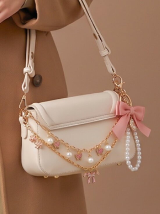 Accessories - Gold-Tone Pink Bow Charm Purse/ Wallet Bag Extender Chain